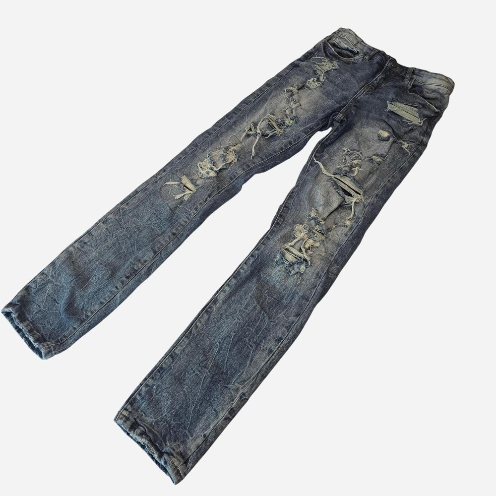 Jordan Craig Legacy Edition Black Gray Distressed Jeans Kids- 16